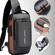 Load image into Gallery viewer, Gizmo Anti-Theft Lock Sling Chest Bag - Black/Brown
