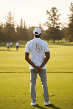 Load image into Gallery viewer, Elephantidae Men’s Golf Shirt – White Premium Wildlife Golfer by Zalvory In.It Dropship