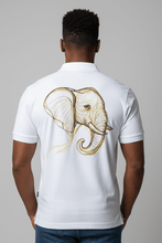 Load image into Gallery viewer, Elephantidae Men’s Golf Shirt – White Premium Wildlife Golfer by Zalvory In.It Dropship