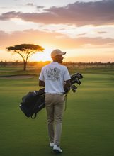 Load image into Gallery viewer, Ceratotherium Men’s Golf Shirt – White Premium Wildlife Golfer by Zalvory In.It Dropship